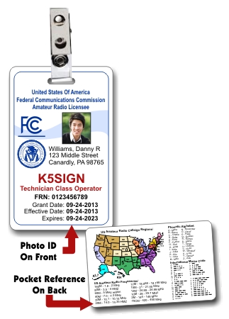 Vertical FCC Amateur Radio License Photo ID Card with Clip Vertical FCC Amateur Radio License Photo ID Card with Clip